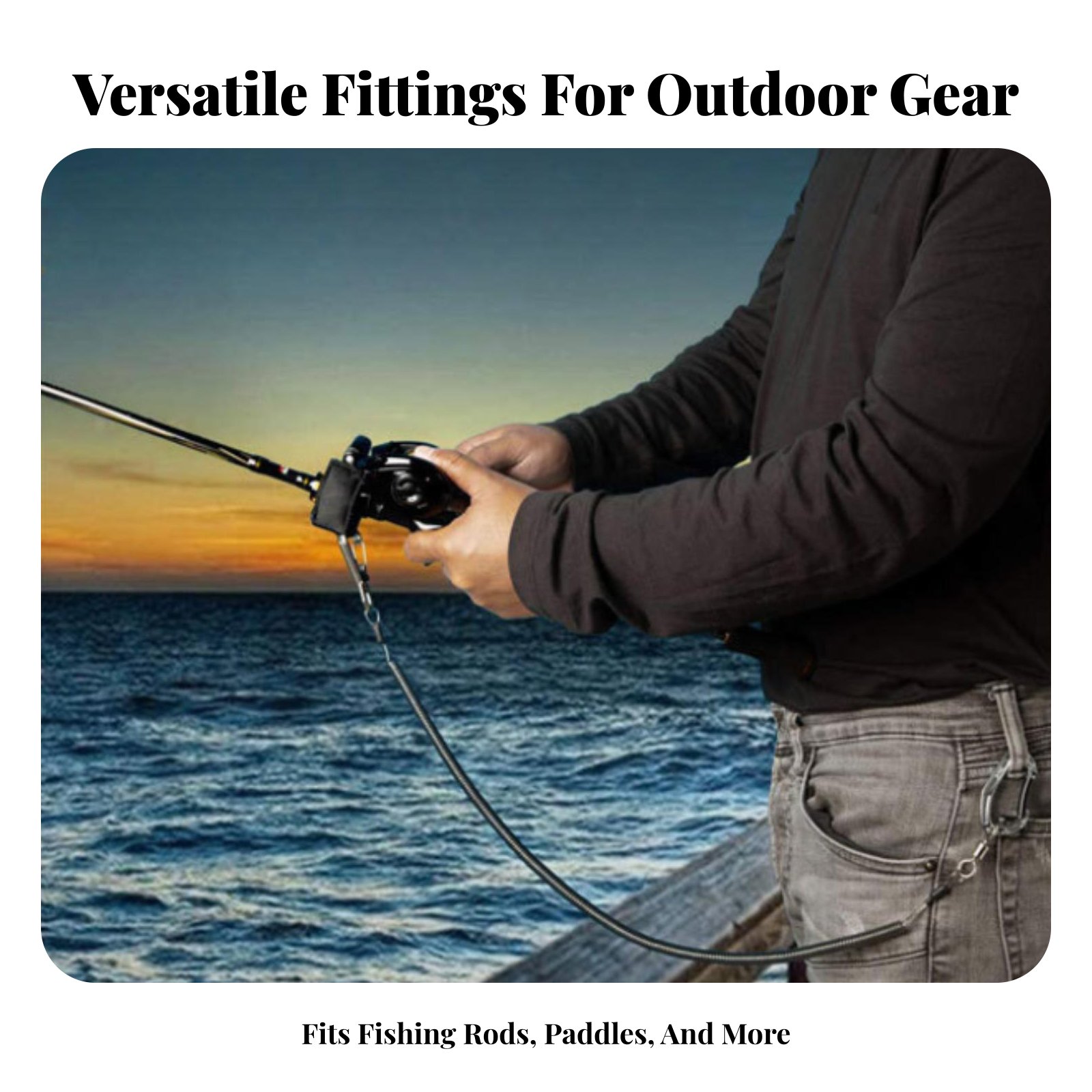 Fishing Kayak Paddle Leash - حبل قابل للسحب وقابل للتعديل، حبل