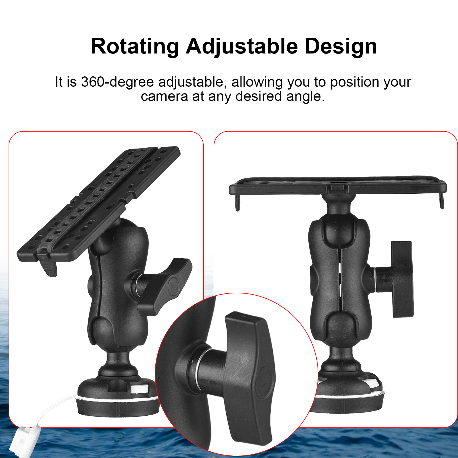 Fishing Kayak Fish Finder Mount - حامل مكتشف الأسماك مع قاعدة مستطيلة
