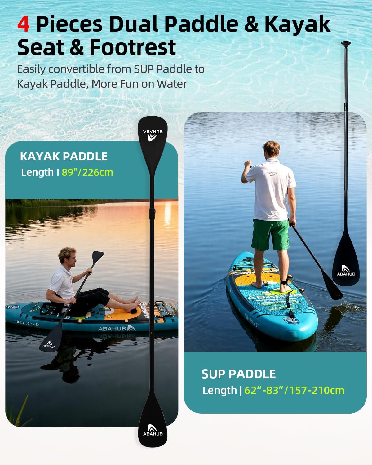 لوح تزلج قابل للنفخ بطول 10.6  - مراجعة Fishing Kayak Paddle وسعره