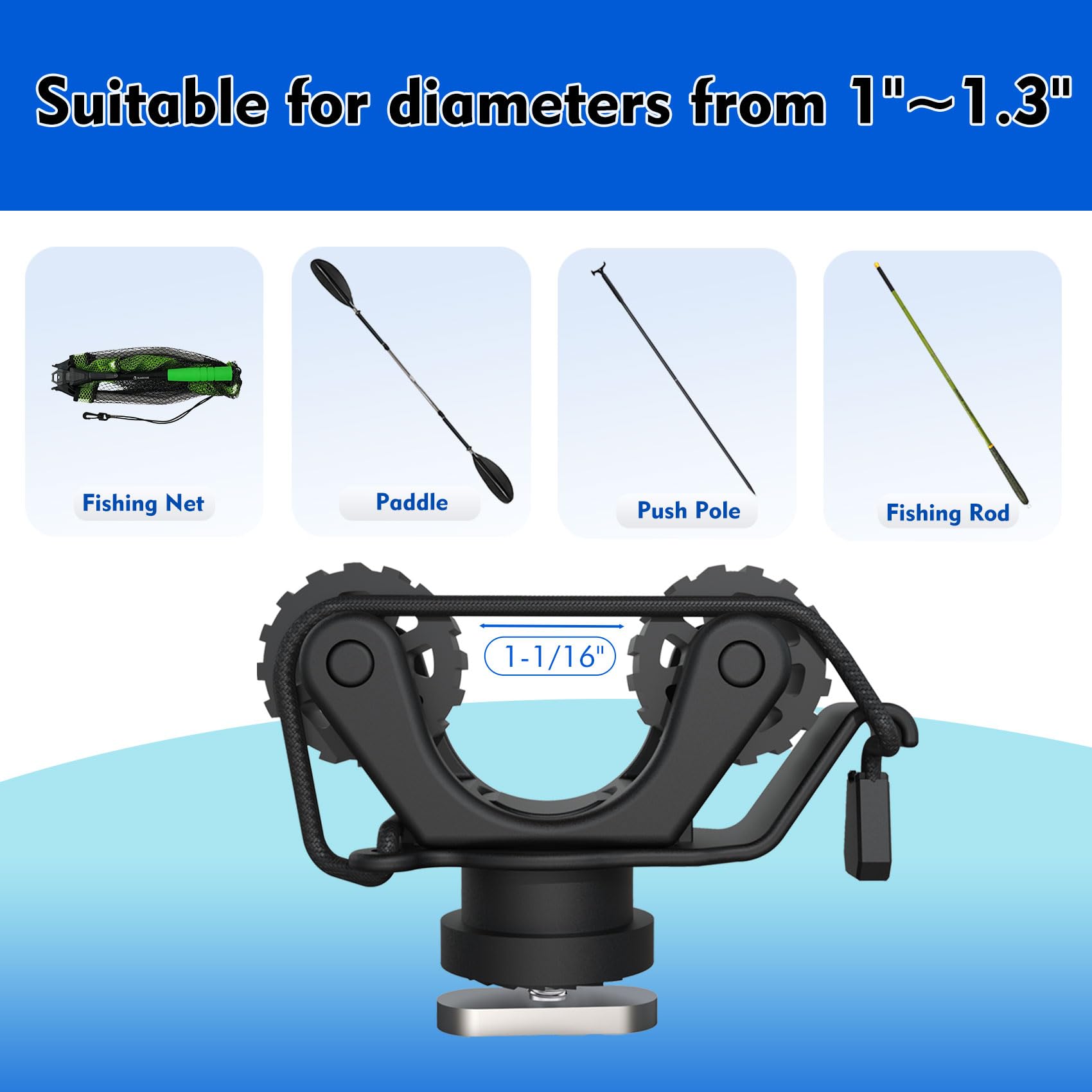 كاياك السكك الحديدية مجداف حام - مراجعة Fishing Kayak Rod Holder وسعره